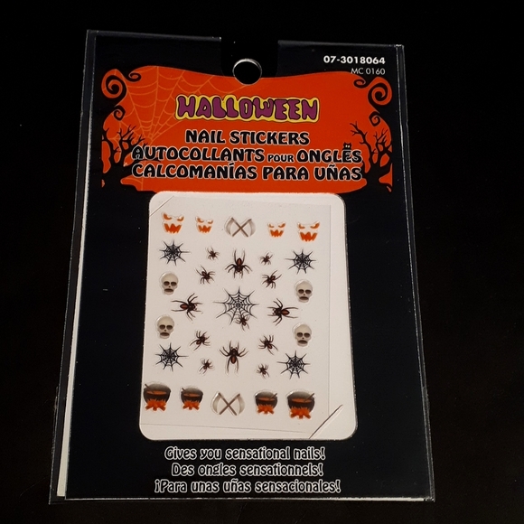 ⚡3/$10⚡ *NEW* HALLOWEEN NAIL STICKERS SET Cobwebs Spiders Skulls Spiderwebs - Picture 3 of 4
